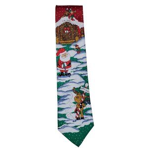 Yule TIE Greetings Christmas Neck Tie Hallmark Mens 57" Holiday Necktie Golf Elf